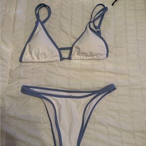 Stylish White and Blue Bikini Set